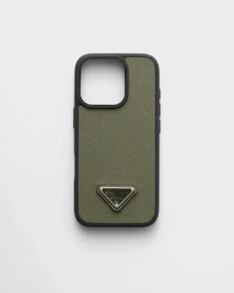 Funda de piel Saffiano para iPhone 16 Pro