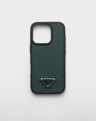 Funda de piel Saffiano para iPhone 16 Pro