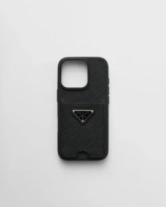 Funda de piel Saffiano para iPhone 16 Pro