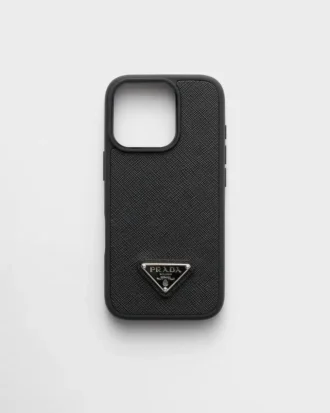 Funda de piel Saffiano para iPhone 16 Pro