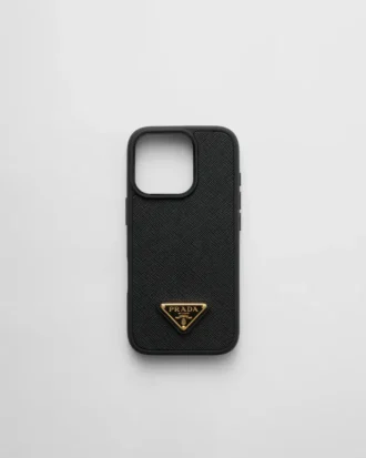 Funda de piel Saffiano para iPhone 16 Pro