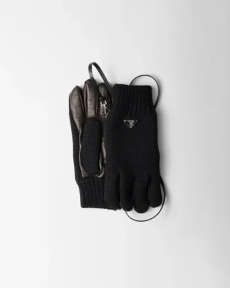 Guantes de lana y piel napa