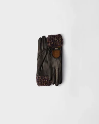 Guantes de piel napa y punto melange