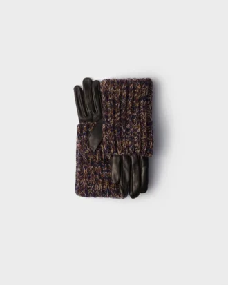 Guantes de piel napa y punto melange Guantes de piel napa y punto melange