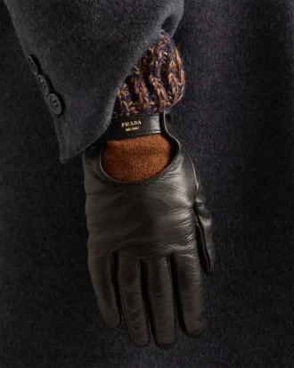 Guantes de piel napa y punto melange