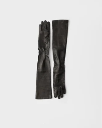 Guantes largos de piel
