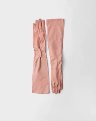 Guantes largos de piel