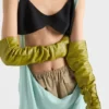 Guantes largos de piel