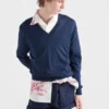 Jersey de algodón con cuello en V Jersey de algodón con cuello en V