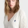 Jersey de algodón con cuello en V Jersey de algodón con cuello en V