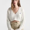 Jersey de algodón con cuello en V Jersey de algodón con cuello en V