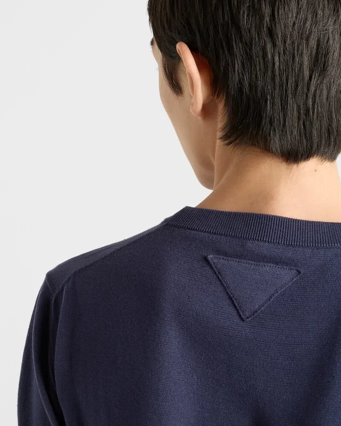 Jersey de algodón con cuello redondo Jersey de algodón con cuello redondo