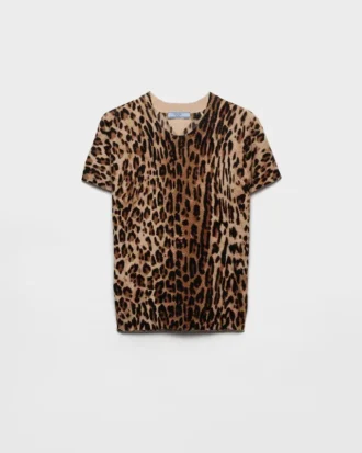 Jersey de cachemira estampado de manga corta
