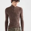 Jersey de cuello alto de algodón Jersey de cuello alto de algodón