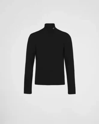 Jersey de cuello alto de algodón elástico
