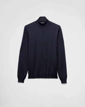 Jersey de cuello alto de cachemira y seda