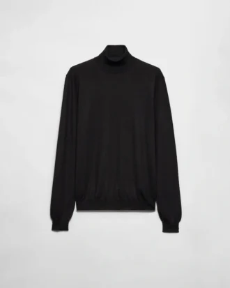 Jersey de cuello alto de cachemira y seda