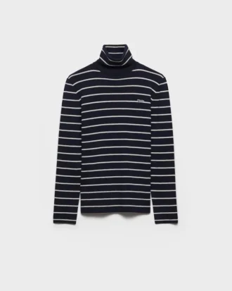 Jersey de cuello alto de lana a rayas