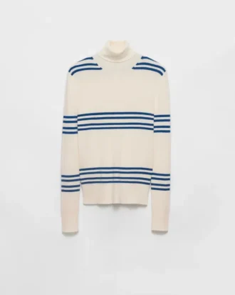 Jersey de cuello alto de lana a rayas