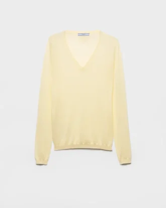 Jersey de cuello en V de cachemira y seda