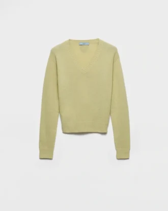 Jersey de cuello en V de lana y cachemira