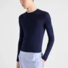 Jersey de cuello redondo de algodón acanalado Jersey de cuello redondo de algodón acanalado