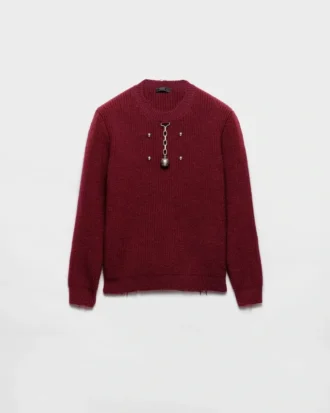 Jersey de cuello redondo de lana con colgante