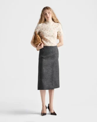 Jersey de cuello redondo de lana con estampado floral