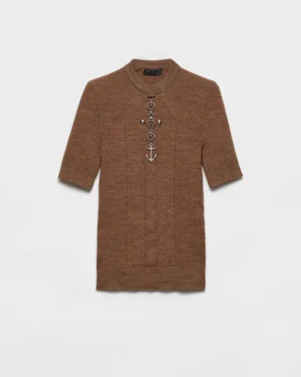 Jersey de cuello redondo de lana con tachuelas