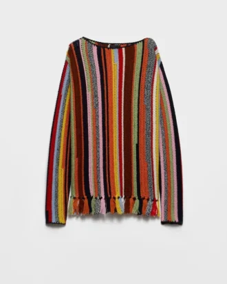 Jersey de lana multicolor con flecos