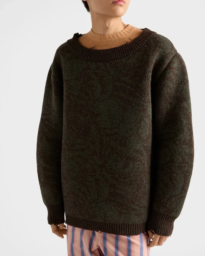 Jersey de lana Shetland de cuello ancho Jersey de lana Shetland de cuello ancho