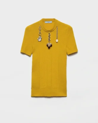 Jersey de punto de lana de manga corta con colgantes