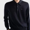 Jersey polo de manga larga de lana superfina Jersey polo de manga larga de lana superfina