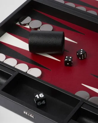Juego de backgammon de piel Saffiano