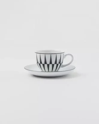 Juego de cuatro tazas de café espresso de porcelana – Rayas
