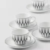 Juego de cuatro tazas de café espresso de porcelana – Rayas