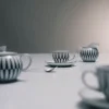 Juego de cuatro tazas de café espresso de porcelana – Rayas