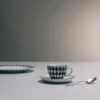 Juego de cuatro tazas de café espresso de porcelana – Tablero de ajedrez