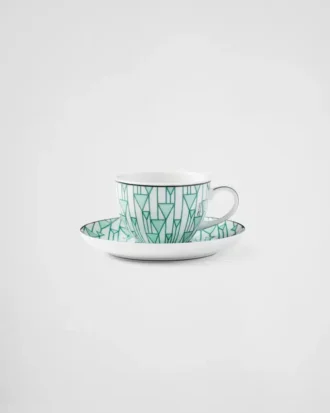 Juego de cuatro tazas de café espresso de porcelana – Verde Viena