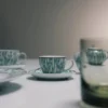 Juego de cuatro tazas de café espresso de porcelana – Verde Viena