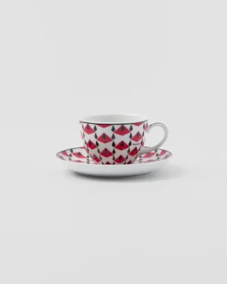 Juego de cuatro tazas de café espresso de porcelana – Vienna Red