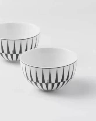 Juego de dos cuencos de porcelana para arroz o cereales – Rayas