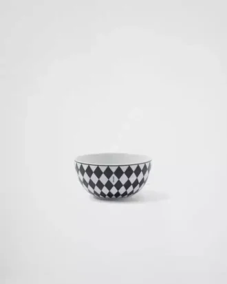 Juego de dos cuencos de porcelana para arroz o cereales – Tablero de ajedrez