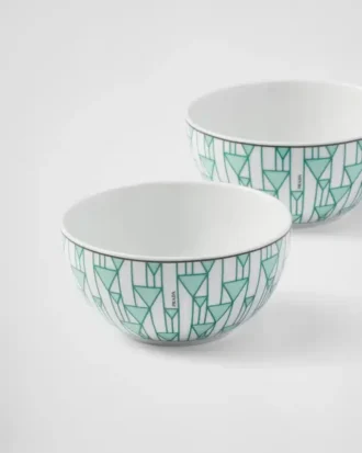 Juego de dos cuencos de porcelana para arroz o cereales – Verde Viena
