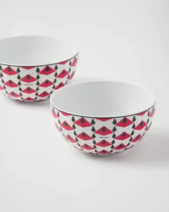 Juego de dos cuencos de porcelana para arroz o cereales – Vienna Red