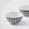 Juego de dos cuencos de sopa de porcelana – Tablero de ajedrez