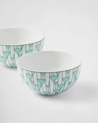 Juego de dos cuencos de sopa de porcelana – Verde Viena
