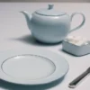 Juego de dos platos de postre de porcelana – Celadón Juego de dos platos de postre de porcelana – Celadón