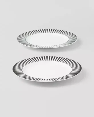 Juego de dos platos de postre de porcelana – Rayas