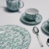 Juego de dos platos de postre de porcelana – Verde Viena